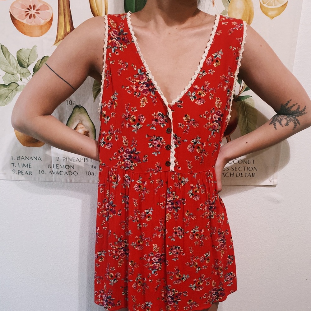 Red floral dress